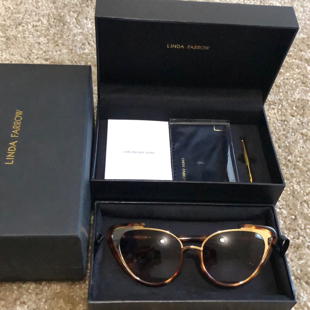 NEW LINDA FARROW Cat Eye Sunglasses